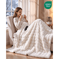 thumbnail image 5 of GARVEE 50" x 60" Heated Blanket Throw,Cozy Faux Rabbit Fur Bubble Electric Blanket with 10 Heat Settings & Auto-Off, White, 5 of 9