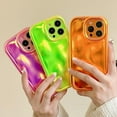 thumbnail image 5 of Designed for iPhone Case,Candy Color Water Ripple Wave Bubble Pattern Chrome Plating Electroplated Camera Lens Protection Shockproof Protective Cover Phone Case (iPhone 14,Orange), 5 of 6