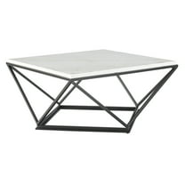 Picket House Furnishings Conner Square Marble Top Coffee Table in White/Black