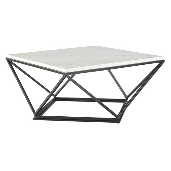 Picket House Furnishings Conner Square Marble Top Coffee Table in White/Black