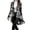 Gray, variant on Women Plaid Blazer Jacket Single Button Long Sleeve Lapel Collar Asymmetric High Low Hem Flared Tunic Coat Open Front Lightweight Plaid Outerwear for Fall Winter Office Daily Wear