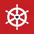 thumbnail image 2 of Marrott, Stephanie 26x26 White Modern Wood Framed Museum Art Print Titled - Ship Wheel On red, 2 of 4