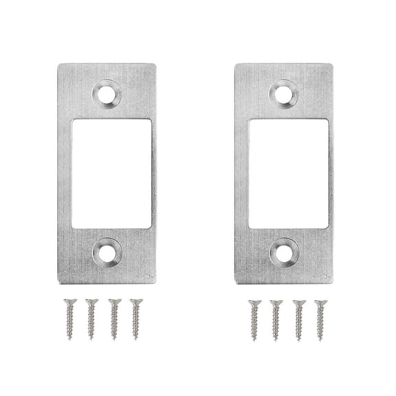 Deadbolt Strike Plates Large Hole And Narrow Edge Frame Striker Deadbolt Repair 2Pcs-Silver&Screws