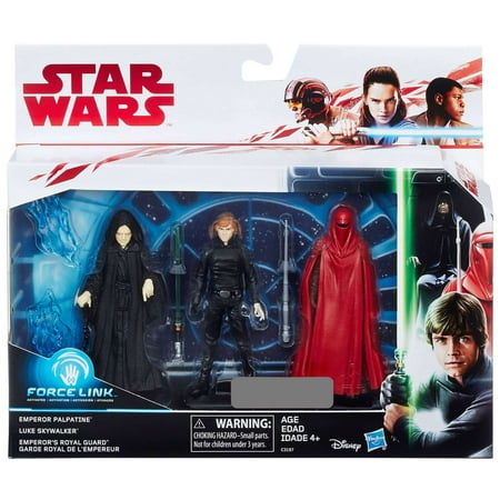 Star Wars Force Link Emperor Palpatine, Luke Skywalker & Emperor's Royal Guard Action Figure