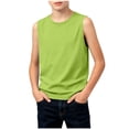 thumbnail image 2 of Freshbabe Boys Solid Color Crew Neck Sleeveless T-Shirts, Basic Plain Tees Multipack For Kids Daily Wear, Back To School，Sports and Layering, 2 of 6