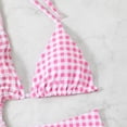 thumbnail image 6 of Minjewel Women's Sexy Checkered Floral Two-Piece Bikini, V-Neck & Hollowed-Out Design Swimsuit for Beach & Pool Party,Pink,XL, 6 of 6