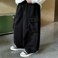 thumbnail image 4 of Boys Pants Casual Lightweight Solid Color Trousers Autumn Comfortable Wide Leg Kids Bottoms With Side Pockets for Kids Daily Clothes, 4 of 9