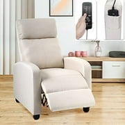 Massage Recliner Chair Fabric Home Theater Seating Winback Chairs for Living Room Reclining Chair with Steel Frame, Single Sofa Reading Chair for Adults, Fabric Beige