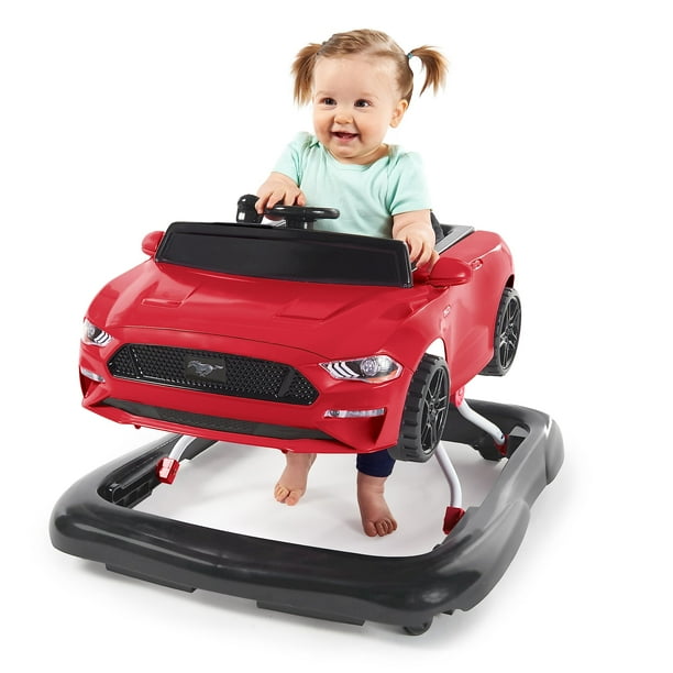 Centro de actividades para bebés Bright Starts Ford Mustang 4 en 1 rojo y andador de empuje con volante interactivo extraíble, juguete, 6 meses en adelante