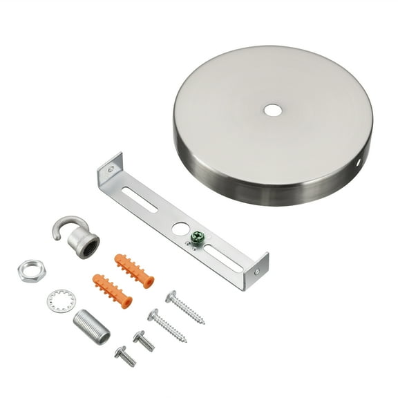 Aspen Creative 21510-41 Contemporary Chandelier Fixture Canopy Kit, 4-3/4" Diameter with Hook, 7/16" Center Hole, Brushed Nickel, 1 Sets/Pack