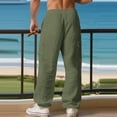 thumbnail image 4 of Mohiass Baggy Wide Leg Sweatpants Fall Casual Uncuffed Open Bottom Lightweight Drawstring Stretch Pants Men Army Green S, 4 of 4