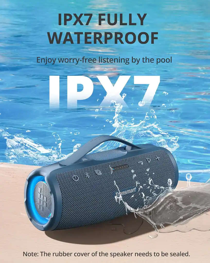 Tronsmart Mirtune S100 50W Portable Bluetooth Speaker, Deep Bass SoundPulse, 20H Playtime, IPX7 Waterproof Wireless Speaker with Power Bank, Dual Tweeters, TWS Pairing, App EQ, Outdoor Party Speaker