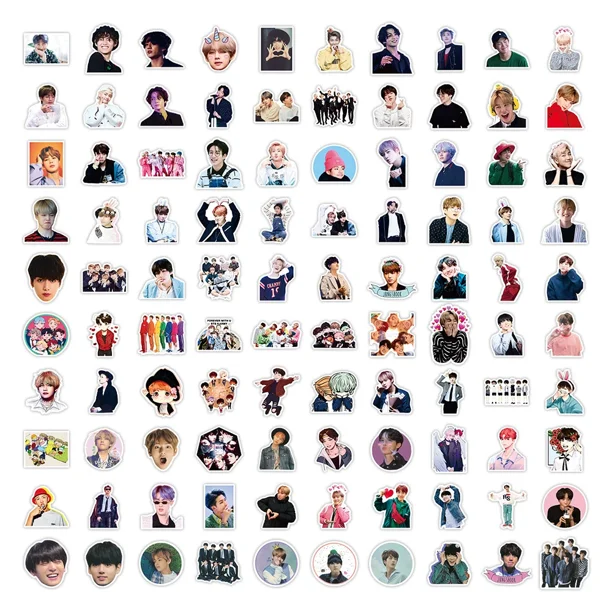 (Bulletproof Youth League) 100pcs Boys Group Stickers for Teens Journal Cute Cartoon Mixed Pack Stickers,Waterproof Vinyl Decals for Laptops Computer Scrapbook Phone Bumper Pad