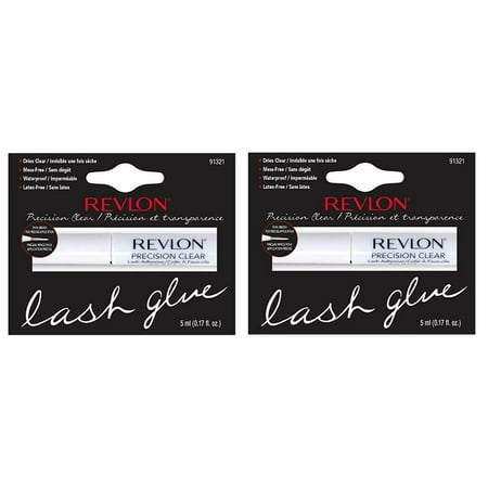 Revlon Precision Clear, Thin Brush, Mess Free, Waterproof, Latex Free Lash Glue #9321 (Pack of