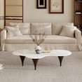 thumbnail image 4 of Modern Coffee Table for Living Room, 54.72" Irregular Cloud Coffee Table with Sintered Stone Top, Unique Living Room Table with 3 Metal Legs, Long Center Table Tea Table for Home Office, 4 of 4