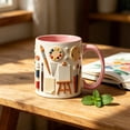 thumbnail image 3 of Ceramic Coffee Cup for Daily Use – Stylish Mugs for Coffee, Tea, and Hot Chocolate – Gift-Ready Design with Ergonomic Handle – Dishwasher and Microwave Safe – Perfect for Home and Office,Pink A, 3 of 5