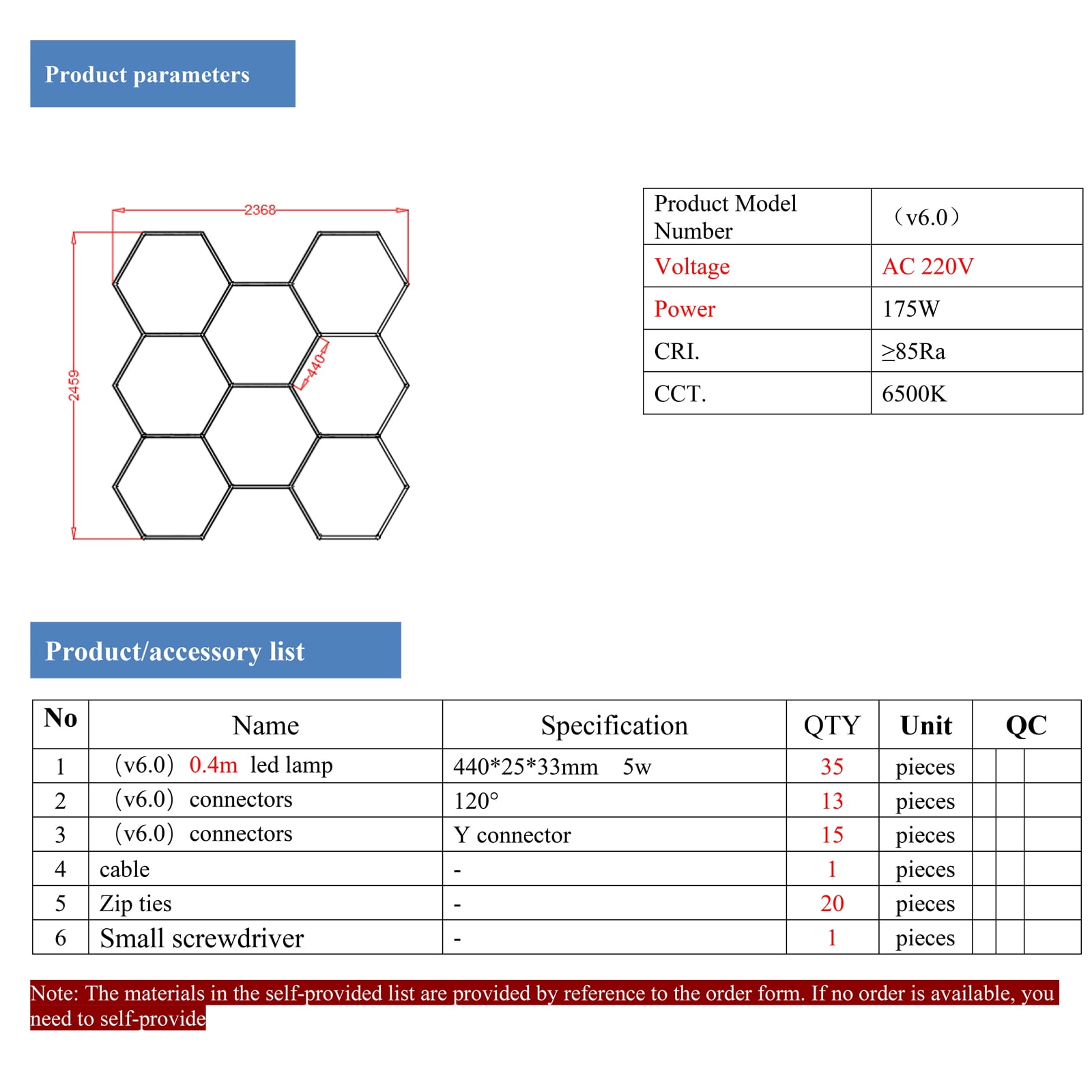 8 HEX Hexagon LED Garage Lights Honeycomb Lighting Retail Office Showroom 6500K