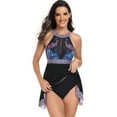thumbnail image 2 of XCHQRTI Womens Trends Athletic Swimwear Mesh Flowy Swimdress Backless One Piece Swimsuits Tummy Control Bathing Suits, 2 of 8