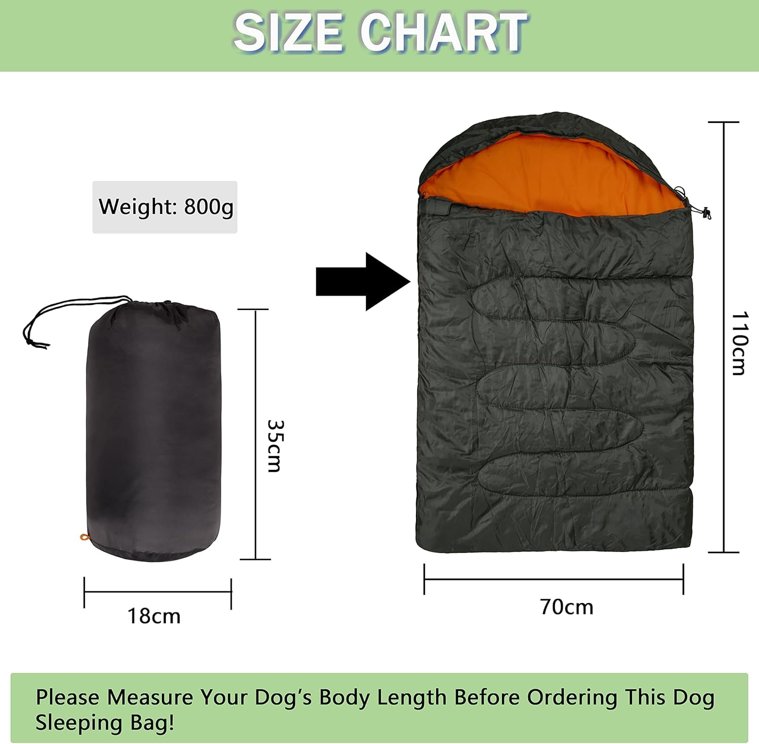 OROOTL  Dog Sleeping Bag, Portable Travel Dog Bed Ultra Soft Waterproof Pet Bed with Storage Bag Warm Packable Dog Bed for Camping Hiking Backpacking(Orange)