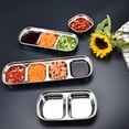 thumbnail image 4 of Ludlz Drizzle Sauce Dish Stainless Steel Soy Tomato Sauce Salt Vinegar Sugar Spices Flavor Condiment Dip Bowls Korean BBQ Home Kitchen Plates Snack Container Multi-grid Dish, 4 of 7