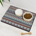 thumbnail image 3 of Boho Retro Floral Pet Feeding Mat-Absorbent Pet Placemat for Food and Water Bowl, with Waterproof Rubber Backing, Quick Dry Water Dispenser Mat for Dog and Cat (16"x24"), 3 of 7