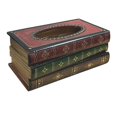 thumbnail image 2 of Vintage Stacked Books Design Solid Wood Tissue Box Holder Rectangular with Easy Refill Hinged Top, 2 of 5