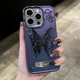 thumbnail image 4 of Luxury 3D Butterfly Folding Stand Bracket Phone Case For iPhone 15 12 13 14 Pro Max Transparent Plating Hard PC Shockproof Cover LXY, 4 of 7