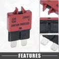 thumbnail image 3 of Unique Bargains Circuit Breaker Blade Style Fuse 10A 28V Manual Resettable for Car Marine Metal Red, 3 of 6