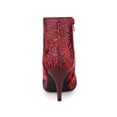 thumbnail image 2 of Unique Bargains Bottines à Talons Aiguilles en Dentelle Pailletée Scintillante pour Femme, Rouges (Taille 9), 2 of 6