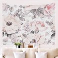 thumbnail image 1 of Tapiz de 150x100cm, flores y hojas rosas y grises, patrón Floral de acuarela, decoración de pared para el hogar, colgante para sala de estar y dormitorio, 1 of 4