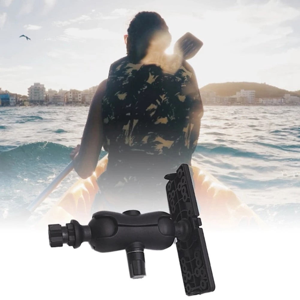 YAAQII for Kayak Fish Finder Mount Bracket Accessory - for General Adjustable Holder for Navigation Devices, Large Ball Design, Smooth Motion Range, DIY Base Socket, Black Nylon & Silicone