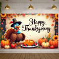 thumbnail image 2 of Festive Turkey Theme Autumn Leaves Happy Thanksgiving Banner for Holiday Celebration Family Gathering Fall Decoration, 2 of 9