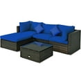 thumbnail image 5 of Patiojoy 5-Piece Outdoor Patio Sectional Rattan Sofa Set with Soft Back and Seat Cushion Navy, 5 of 5