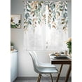 thumbnail image 3 of Green Brown Botanical Semi Sheer Window Curtains 72 Inches Long, Farmhouse Eucalyptus Leaves Rod Pocket Voile Silky Chiffon Curtain Light Filtering Drapes for Living Room, Kitchen, 52"x72", 2 Panels, 3 of 9