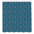 thumbnail image 2 of Ambesonne Floral Shower Curtain, Minimalist Flowers Brush Dot, 69"Wx84"L, Night Blue Salmon Teal, 2 of 4