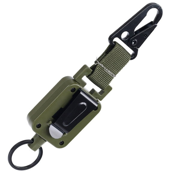 GETAJGHSD Multi Use Retractable Buckle Keychain Clip in Olive Green for Fishing Hiking and Travel