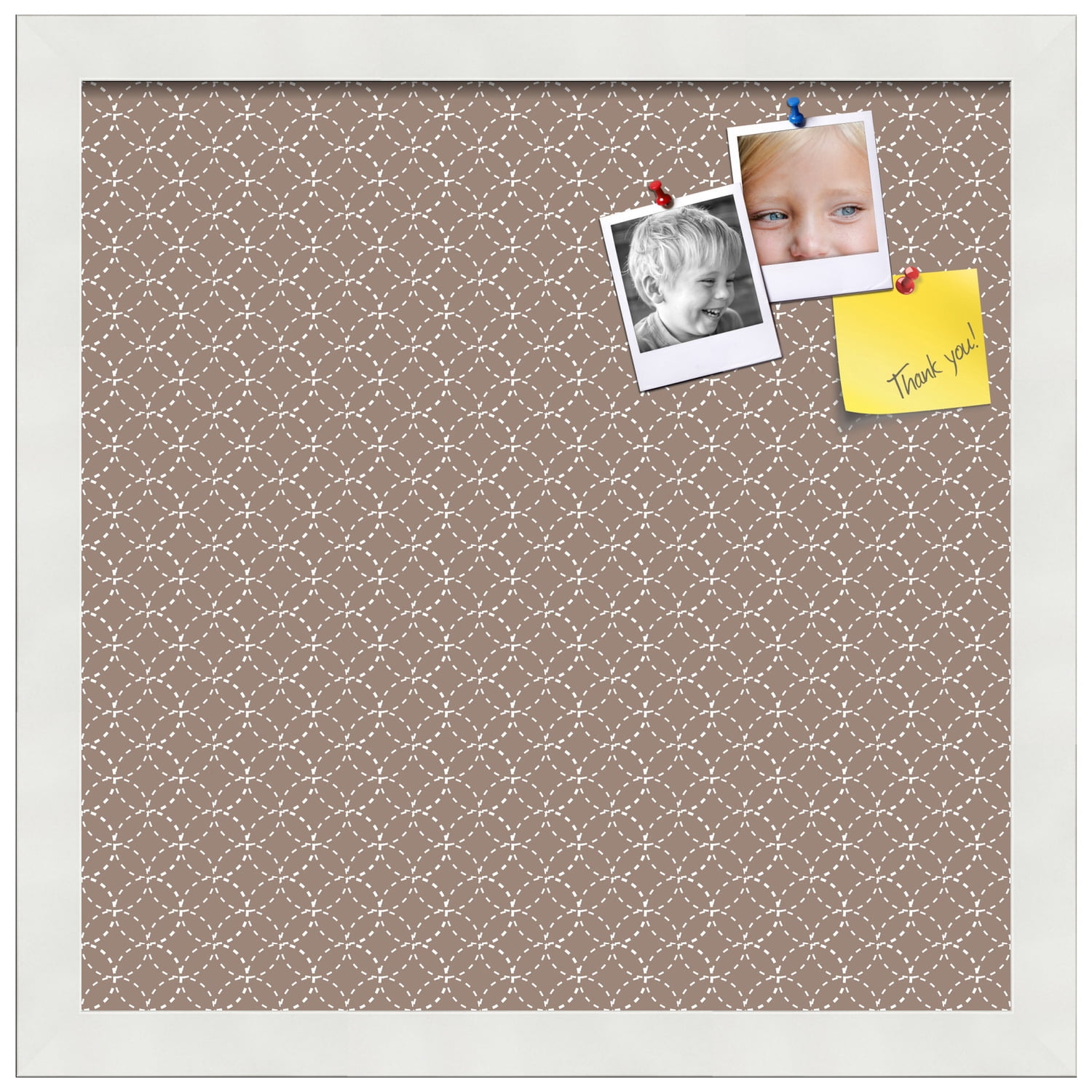 PinPix 14x14 Custom Cork Bulletin Board Brown Circles Poster Board Has a Fabric Style Canvas Finish, Framed in Brown Circles, by ArtToFrames (PinPix-492)