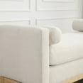 thumbnail image 4 of 53.5"W Elegant Upholstered Bench with Wood Legs, Bolster Pillows & Breathable Boucle Fabric, Multi-Functional Seating for Bedroom, Living Room, Entryway, Ivory, 4 of 6