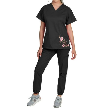 

Medgear Blossom Women s Floral Embroidery Scrubs Set