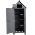 thumbnail image 2 of Tcbosik Storage Shed for Outdoor, 70.5" Wooden Garden Shed with Shelves and Lockable Door, Utility Tool Organizer Shed for Patio, Lawn, Backyard, Gray, 2 of 8