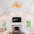 thumbnail image 4 of TICOZE 20 Inch Matte White Fabric Farmhouse Bladeless Ceiling Fan with Light and Remote Control 6 Speed Reversible DC Motor for Living Room, Bedroom, Kitchen（NOT Included Bulbs）, 4 of 14