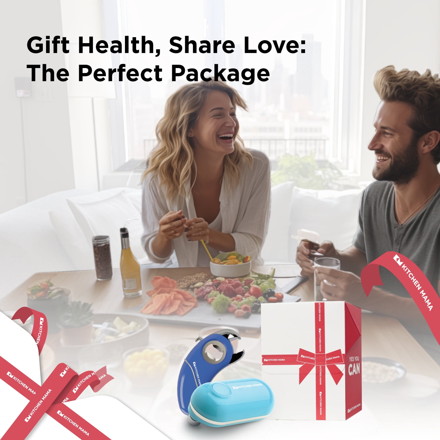 Kitchen Mama Mini Electric Can Opener and 6-in-1 Multifunction Opener Gift Set