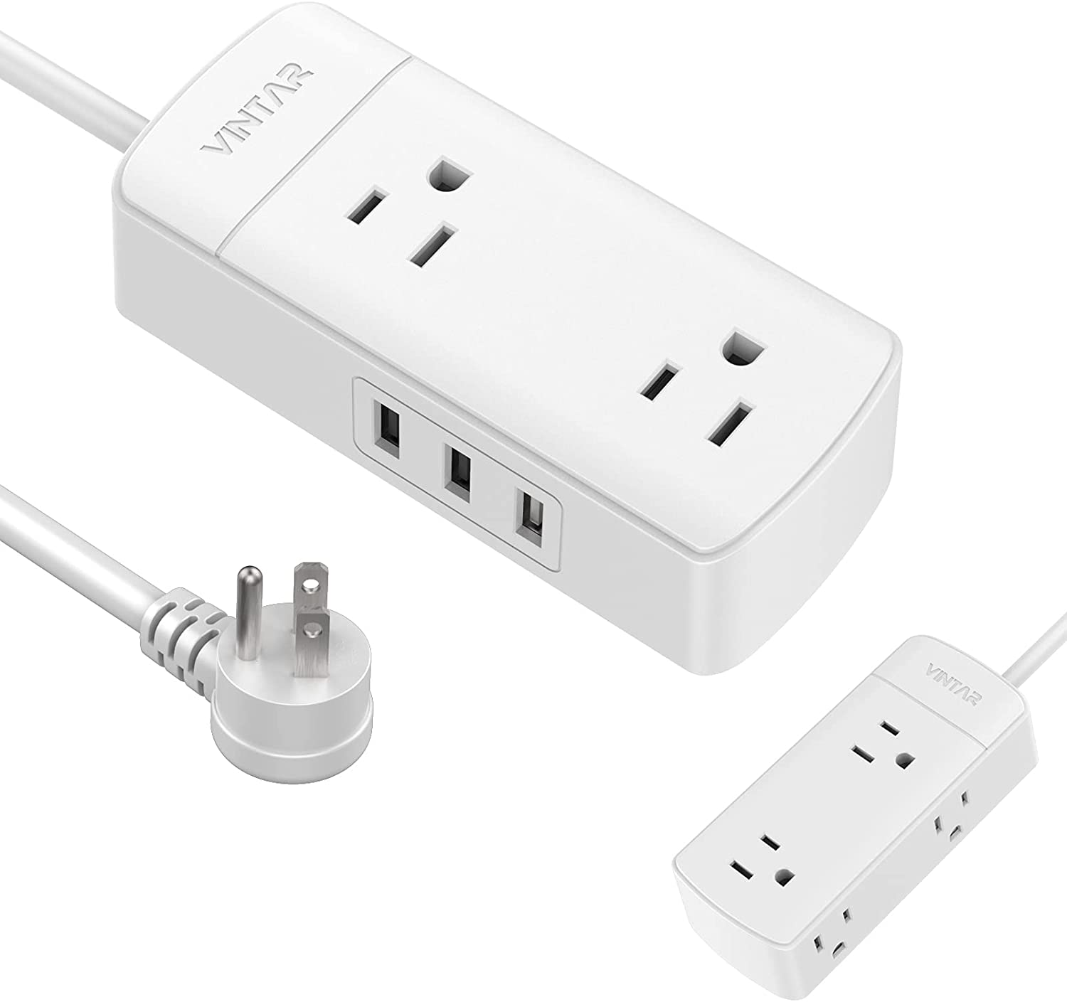 Power Strip with USB, 6ft Extension Cord Flat Plug with 4 WideSpaced