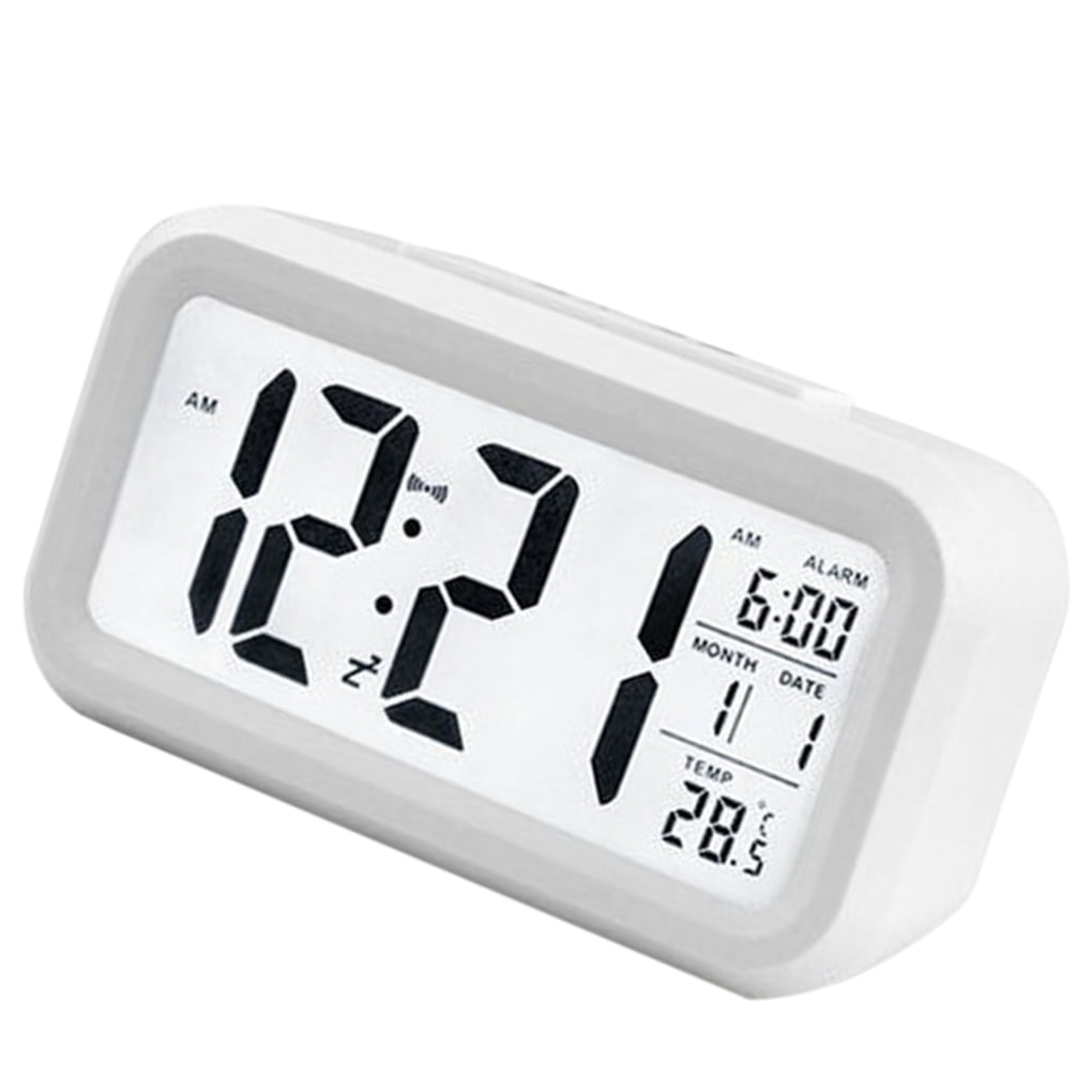 Jcobay Alarm Clocks Bedside Non Ticking Digital Alarm Clock Battery Operated Silent Digital Clock Large Display Office Desk Clock with Temperature Light Date Electric Clocks for Bedrooms Heavy Sleeper 