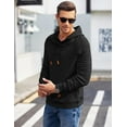 thumbnail image 4 of COOFANDY Men's Casaul Sweatshirt Long Sleeve Drawstring Knit Waffle Solid Hoodies for Men Slim Fit, 4 of 17