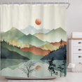 thumbnail image 5 of Boho Abstract Mountain Shower Curtain for Bathroom Decor Bohemian Forest Sunset Colorful Modern Natural Watercolor Art Printed Fabric Polyester Waterproof 12 Pack Plastic Hooks, 5 of 6