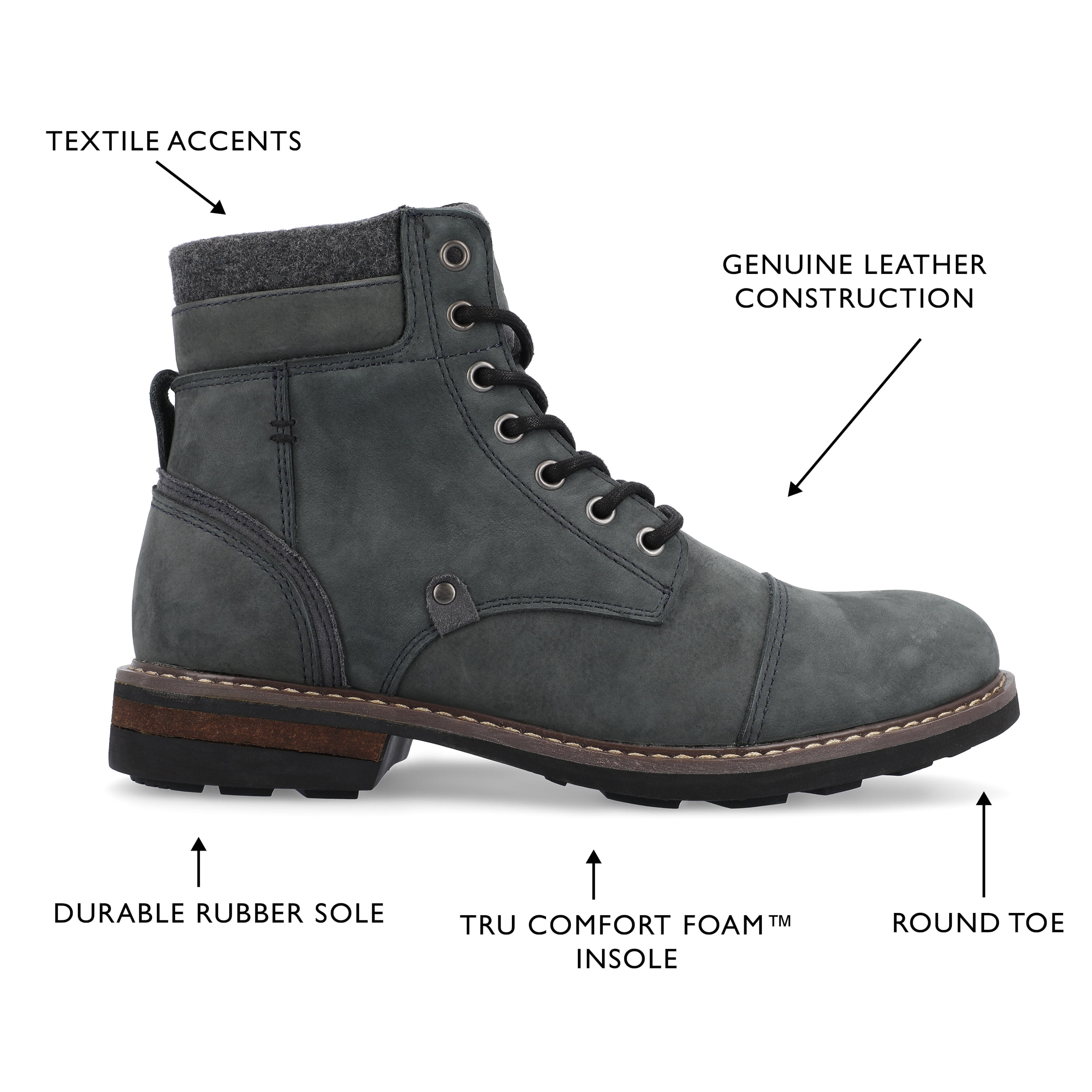 Territory Mens Yukon Wide Width Tru Comfort Foam Lace-up Cap Toe Ankle Boot