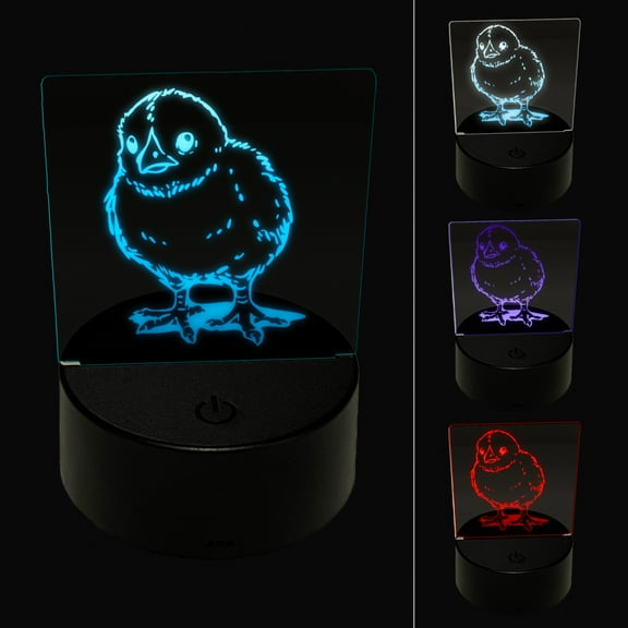 Realistic Baby Chick Chicken LED Night Light Sign 3D Illusion Desk Nightstand Lamp