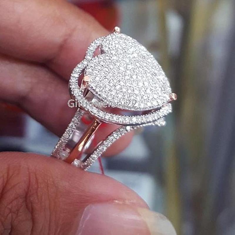 Romantic Lovable Heart Cut Diamond Ring  Halo Diamond Pre-Wedding Ring  Proposal Ring For Girls  Ring For Wife  Velentine Gift Women