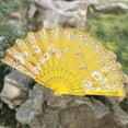 thumbnail image 4 of D-GROEE Folding Fan, Cloth Folding Hand Fan, For Cooling, Performances, Decorations, Gifts, Vintage Style Exquisite Pattern Folding Fan Photography Prop, 4 of 6